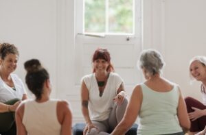 photo of women in a trauma sensitive yoga class in auckland