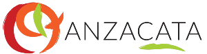 logo of the text ANZACATA with some paint brush strokes in a rough circle