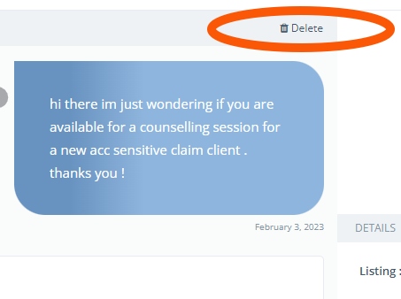 image with the location of the email delete button in members talkingworks accounts